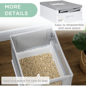 PawHut Cat Litter Box with Lid, Foldable Cat Litter Tray with Scoop - White by PawHut