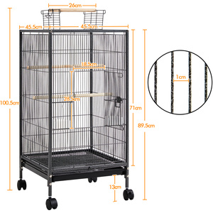 Wrought Iron Bird Cage with Rolling Stand - Black by Yaheetech