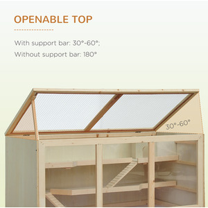 PawHut Wooden Hamster Cage, Exercise Play House Pen with Tray, Openable Top - Neutral by PawHut