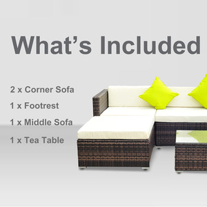 Outsunny 5 Pieces Rattan Sofa Set - Brown by Outsunny