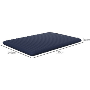 Outsunny Double Air Bed Inflatable Mattress with Foot Pumps - Blue by Outsunny
