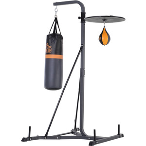 HOMCOM Freestanding Boxing Punch Bag and Speed Ball Station - Black and Gray by HOMCOM