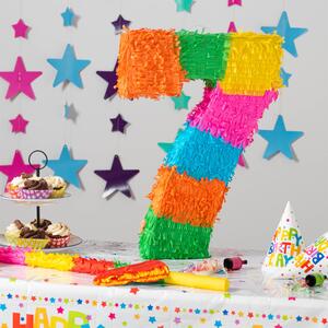 Number 7 Cardboard Pinata, Stick and Blindfold Set - Multi by Fax Potato