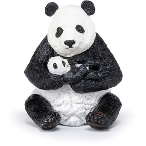 PAPO Wild Animal Kingdom Sitting Panda and Baby Toy Figure - White by PAPO