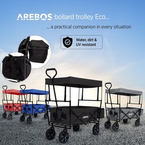 Foldable Cart With Roof - Black by Arebos