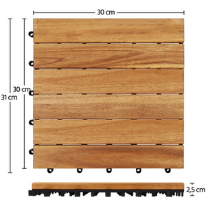 Pack of 27 Acacia Wood Interlocking Decking Floor Tiles - Wood by Yaheetech