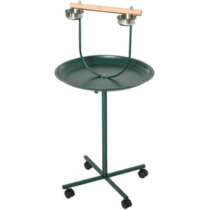PawHut Bird Perch Stand with Wheels and Feeding Bowls for Birds - Green by PawHut
