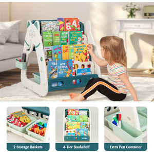 3-in-1 Kids Art Easel with Stool - Green by Costway