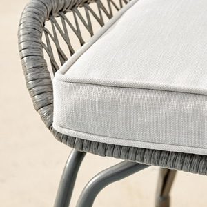 Outdoor Rattan Sofa - Lisbon Garden Sofa Chairs Table Set - Wicker and Cream - Grey by FurnitureboxUK