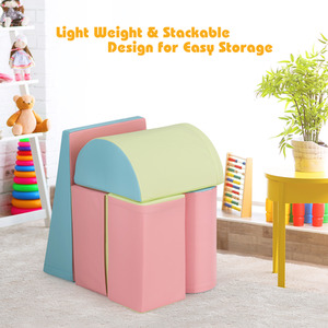 5-Piece Foam Baby Climb and Crawl Activity Play Set - Pink by Costway