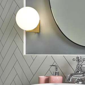 Bola Bathroom Flush Ceiling Light - Satin Brass by Litecraft