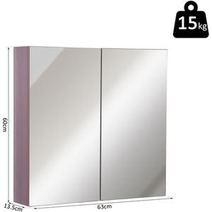 HOMCOM Double Door Bathroom Mirrored Cabinet - Light Walnut by HOMCOM