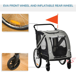PawHut Bike Trailer 2-in-1 Pet Stroller - Grey by PawHut