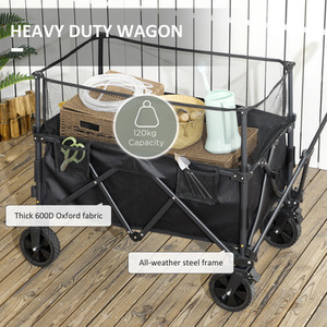 Outsunny 180L Folding Trolley on Wheels with Extendable Side Walls by Outsunny