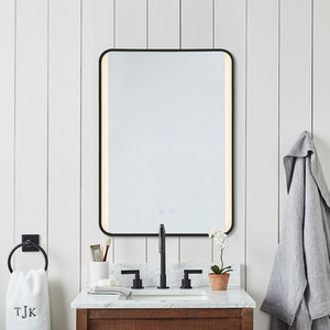 Illuminated LED Front-lit Bathroom Mirror Rounded Rectangle - Black by Livingandhome