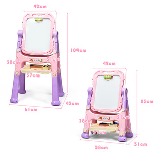 Kids Art Easel Double Sided Chalkboard Whiteboard - Pink by Costway