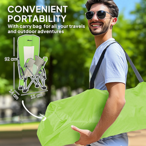 Outsunny Set of 2 Folding Beach Chair with Carry Bag - Green by Outsunny