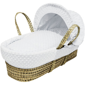 White Waffle Moses Basket with White Opal Folding Stand by Kinder Valley