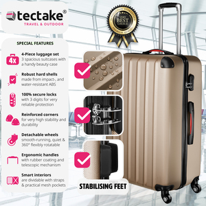 tectake Suitcase Set 4-Piece Pucci - Champagne by tectake