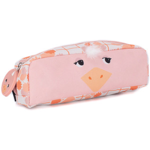 Pomelos the Ostrich 1-Zip Animal Face Pencil Case - Purple by Les Deglingos