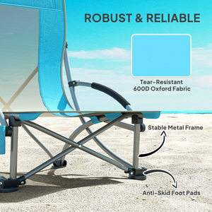 Outsunny Set of 2 Folding Beach Chair with Carry Bag - Blue by Outsunny