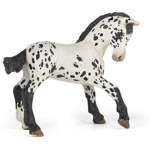 PAPO Horse and Ponies Black Appaloosa Foal Toy Figure - White by PAPO