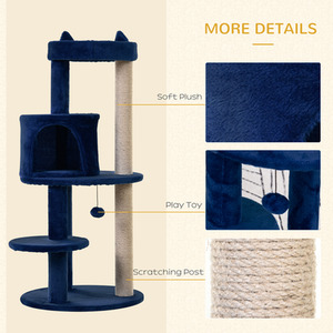 Pawhut 3 Tier Deluxe Cat Activity Tree - Blue by Pawhut
