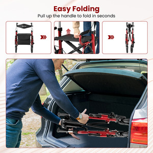 2-in-1 Foldable Rolling Walker Wheelchair Combo by Costway