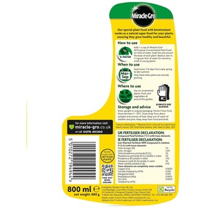 Miracle Gro All Purpose Concentrated Liquid Plant Food High Nitrogen Feed 800ml - Dark Brown by Miracle-Gro