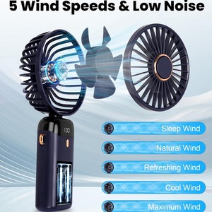 2 In 1 Portable Travel Mini Handheld Table Fan - Navy by Dyzi