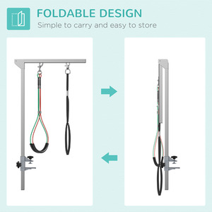 Foldable Pet Grooming Arm with Clamp - Silver by PawHut