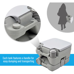 HOMCOM 10L Portable Travel Toilet - Grey by HOMCOM