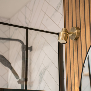 Benton IP44 Bathroom Single Spotlight Adjustable Wall Light - Antique Brass by ValueLights