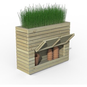 Tall Linear Planter with Storage by Forest Garden