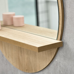 kleankin Round Bathroom Mirror with Shelf Wall Mounted Makeup Mirror by kleankin