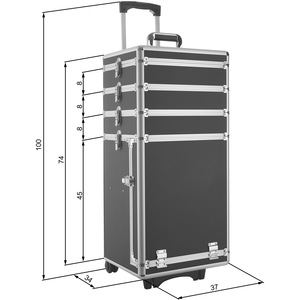tectake Vanity Case with 4 Levels - Black by tectake