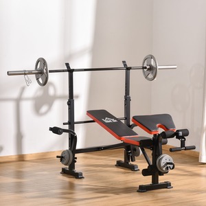 HOMCOM Adjustable Weight Bench with Leg Developer Barbell Rack - Black by HOMCOM