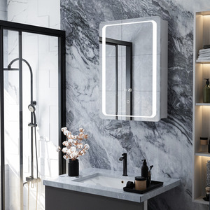 Wall-Mounted LED Bathroom Mirror Cabinet - Silver by Livingandhome