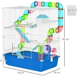 PawHut Large Pet House Cage with Tunnel Tube - Blue by PawHut