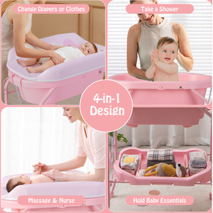 Folding Infant Diaper Changing Table - Pink by Costway