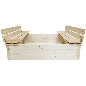 Kids Children's Square FSC Wood Sand Pit With Seat Benches - Brown by Charles Bentley