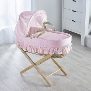 Broderie Anglaise Pink Moses Basket - Pink by Kinder Valley