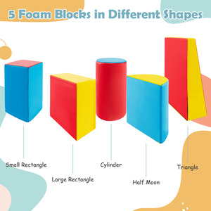 5-Piece Kids Climb Crawl Activity Playset - Red by Costway