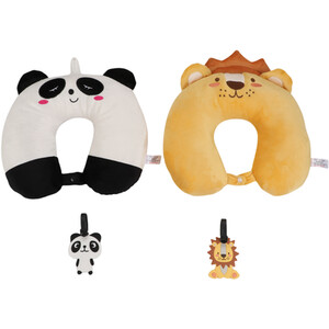 Animal Travel Pillow and Tag - Multicolour