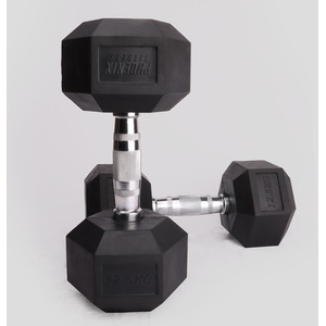 Phoenix Fitness Hex Dumbbell Pair - Black / 12.5kg by Phoenix Fitness
