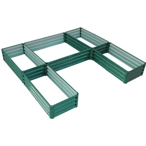 U-shaped Metal Garden Flower Bed with 5 Compartments by Livingandhome