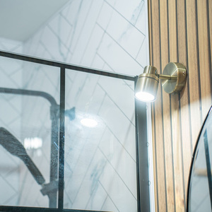 Benton IP44 Bathroom Single Spotlight Adjustable Wall Light - Antique Brass by ValueLights