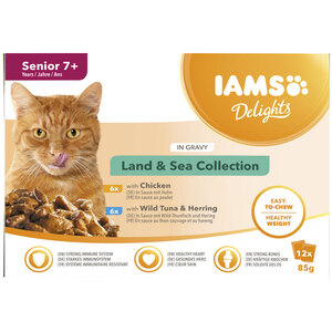 Pack of 12 Iams Delights Senior Chicken in Gravy Pouches by IAMS