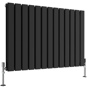 Flat Panel Horizontal Designer Radiators - Black / 1286W / 884mm / 58mm