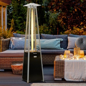 11.2KW Outdoor Patio Gas Heater Freestanding Pyramid - Black by Chilli Seating